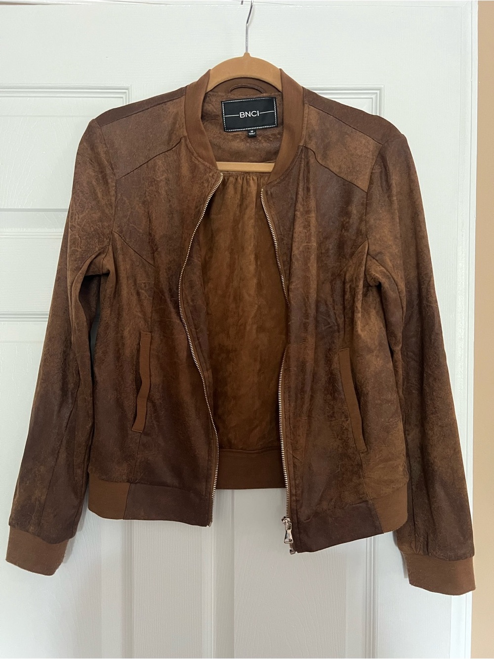 Women's Brown Suede Bomber Jacket